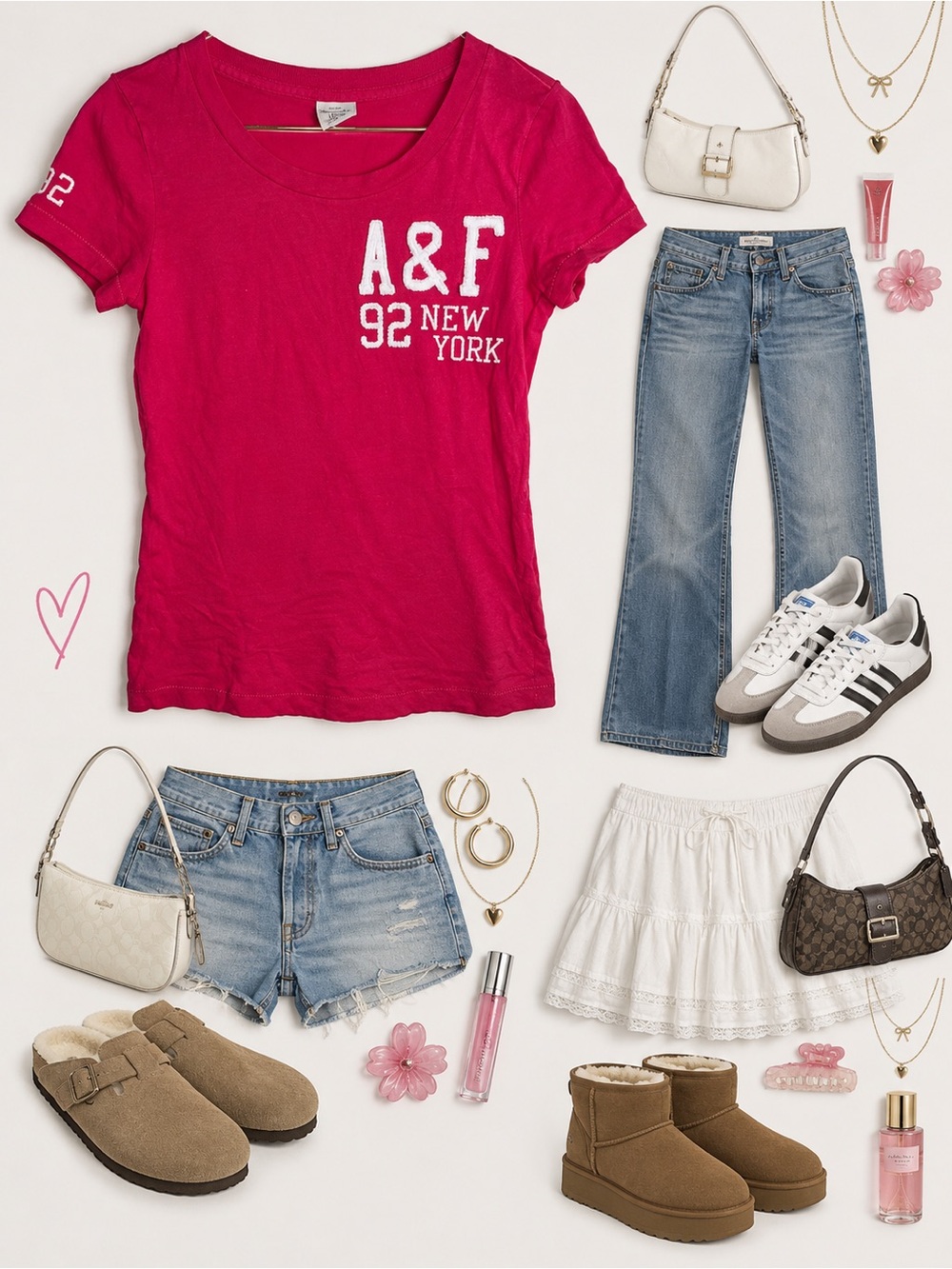 Abercrombie & Fitch A&F 92 New York Pink Graphic Baby Tee